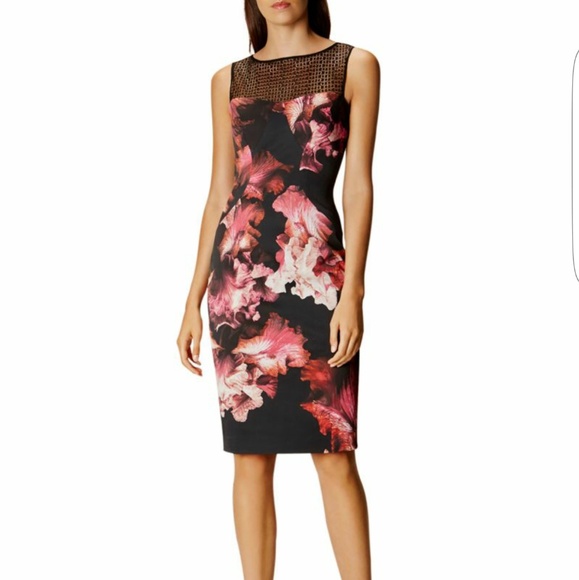 karen millen orchid floral pencil dress